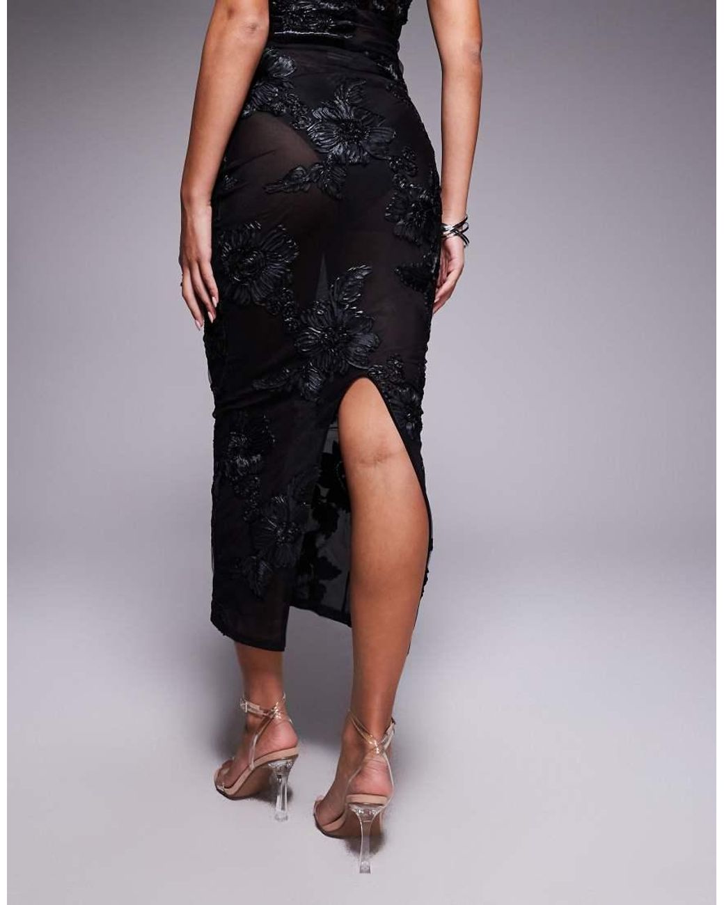 Murci Black Exclusive Mesh Column Maxi Skirt Co-Ord