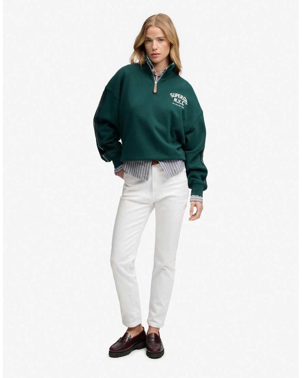 Superdry Green Country Club Appliqué Half Zip
