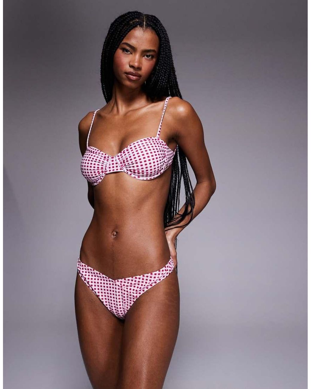 Candypants Pink Gingham Underwire Bikini Top