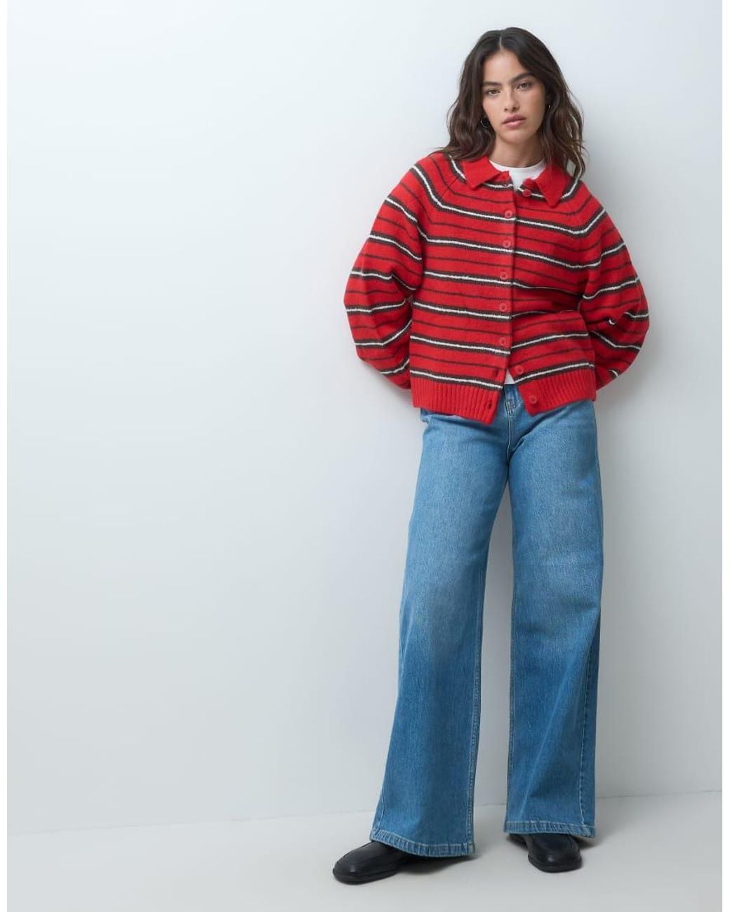 ASOS Collared Button Through Stripe Cardigan
