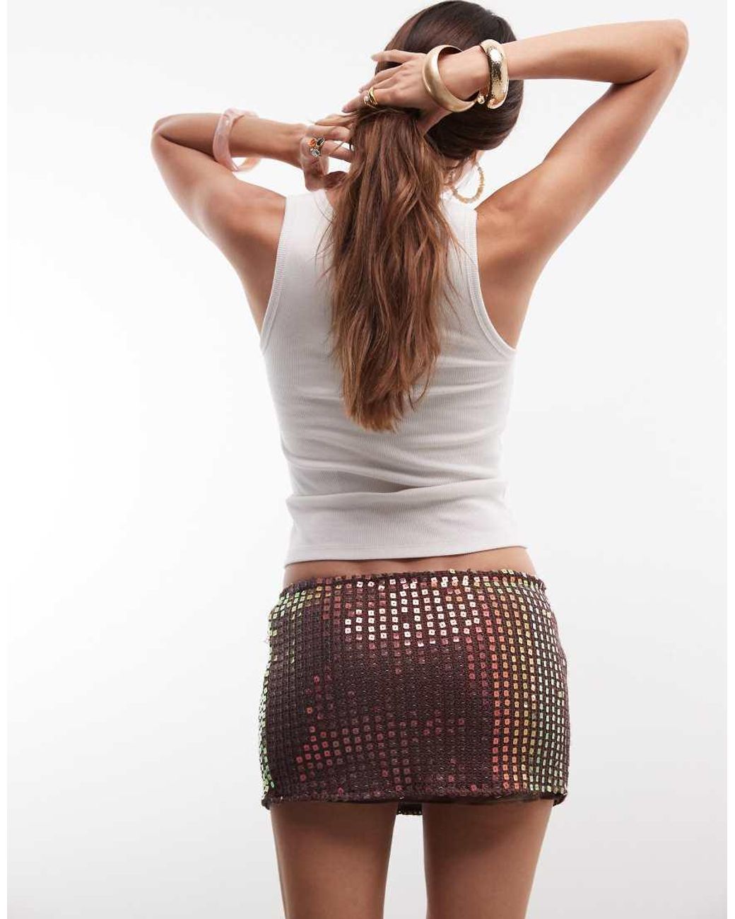 Motel Multicolor Olsa Sequin Mini Skirt Co-Ord