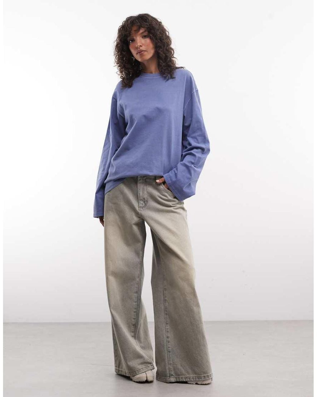 Weekday Blue Oversized Long Sleeve T-shirt
