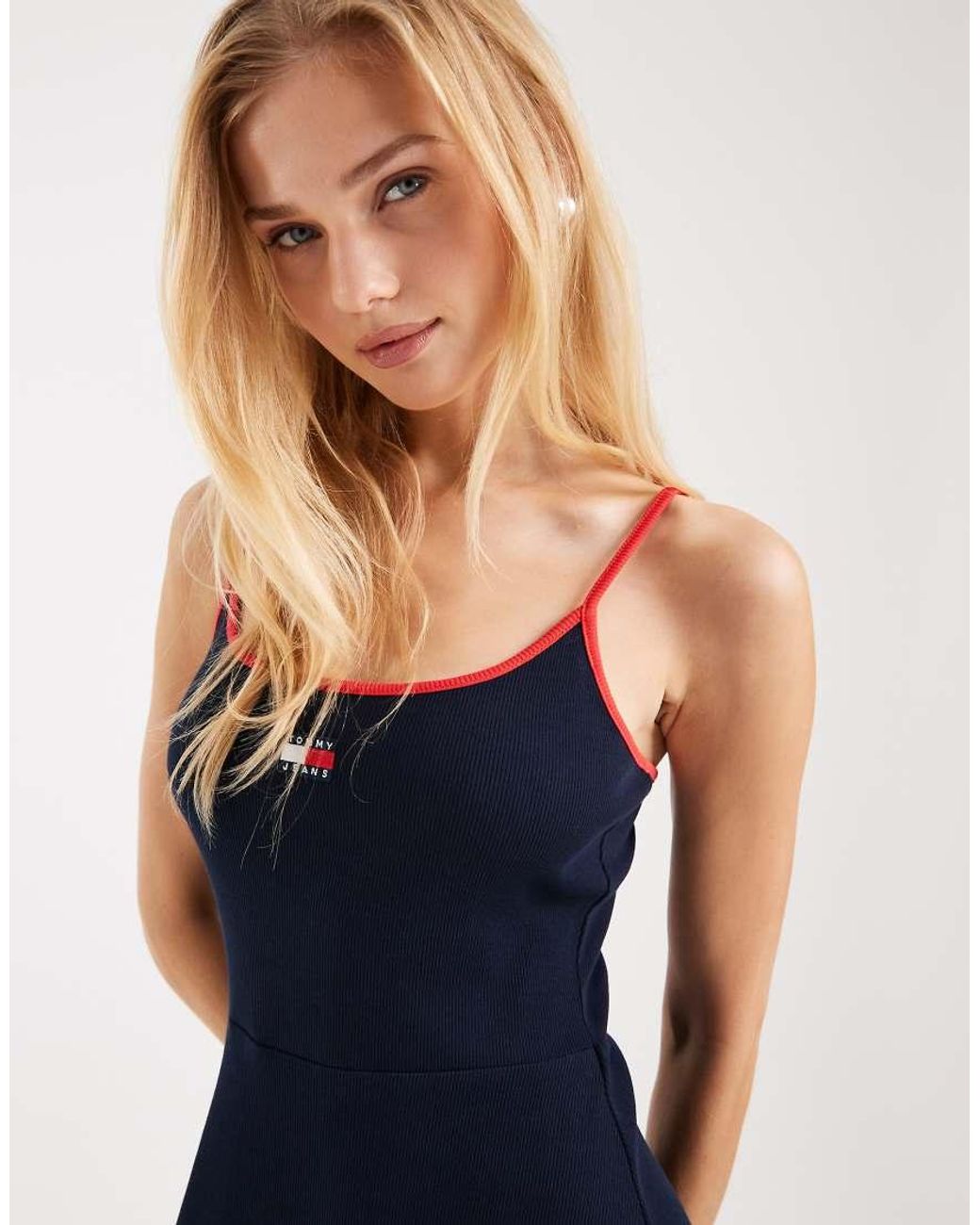 Tommy Hilfiger Blue Badge Logo Mini Strappy Dress