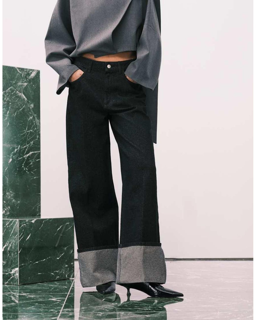 ASOS Black Deep Turn Up Jean