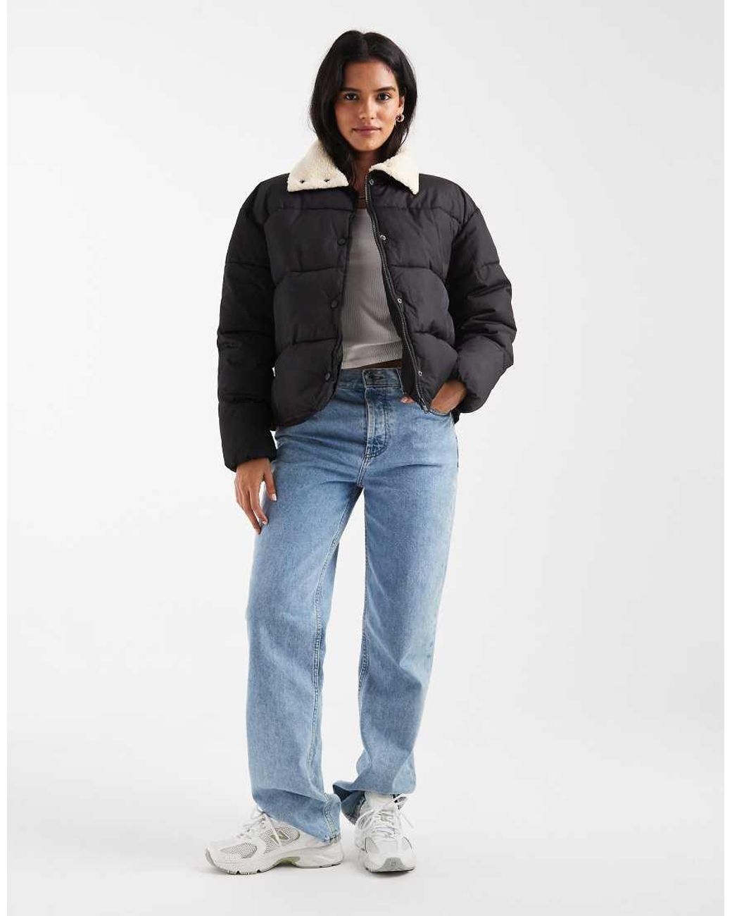 ONLY Black Borg Collar Detail Padded Jacket