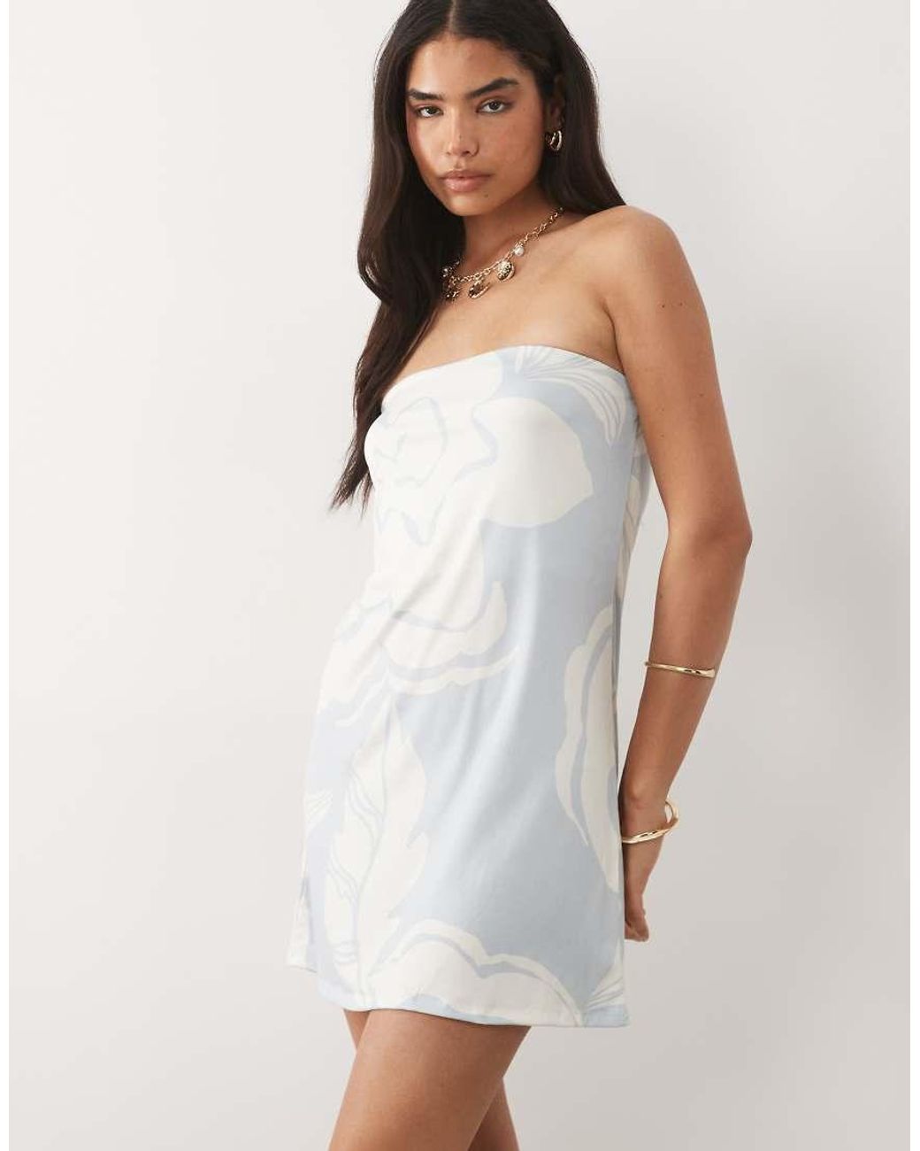 ASOS White Bandeau A-line Mini Dress