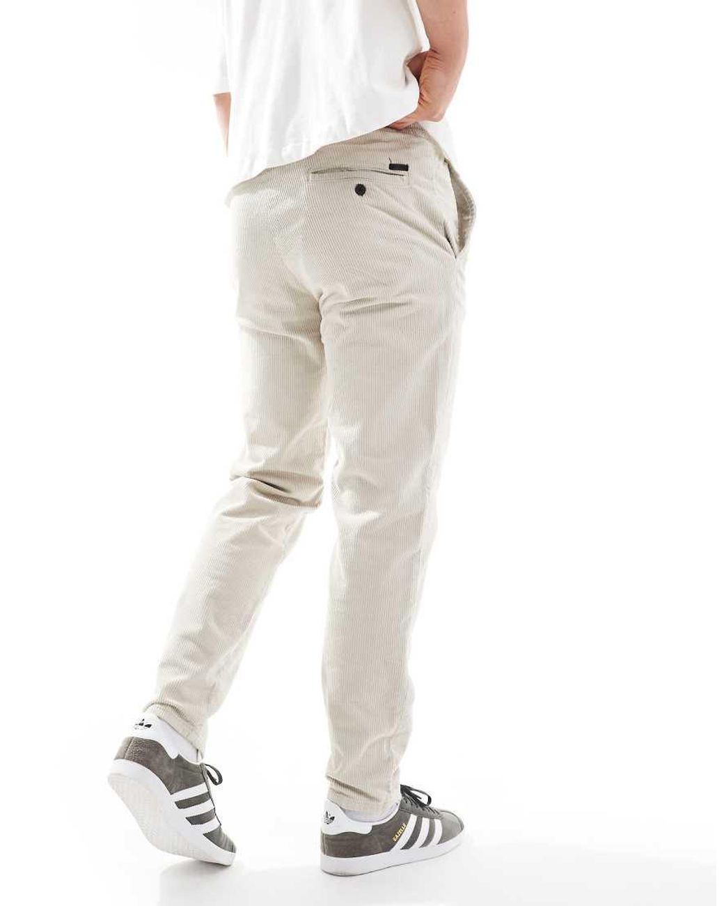 Only & Sons White Tapered Cord Trouser for men