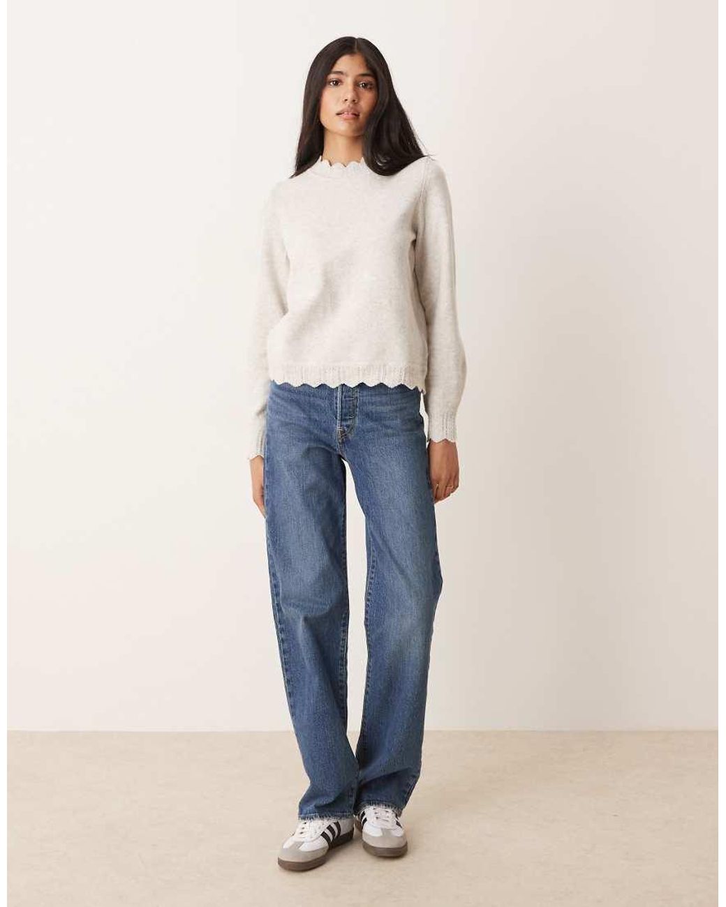 Vila Natural Scallop Trim Knitted Jumper
