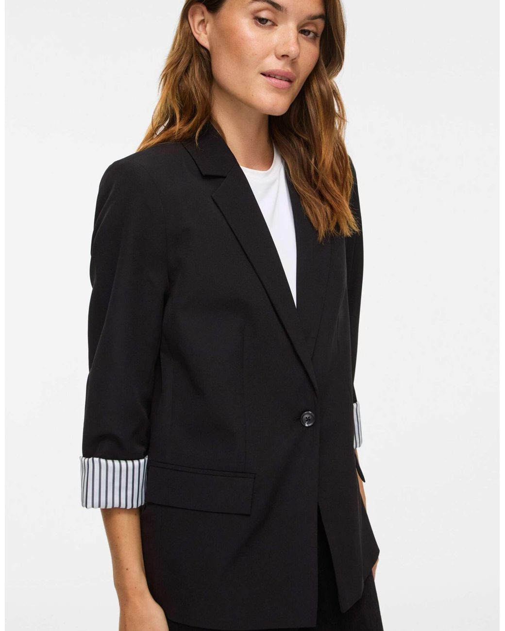 Vila Black Vibonnie einreihiger blazer mit lockerer passform, breitem revers und polsterung