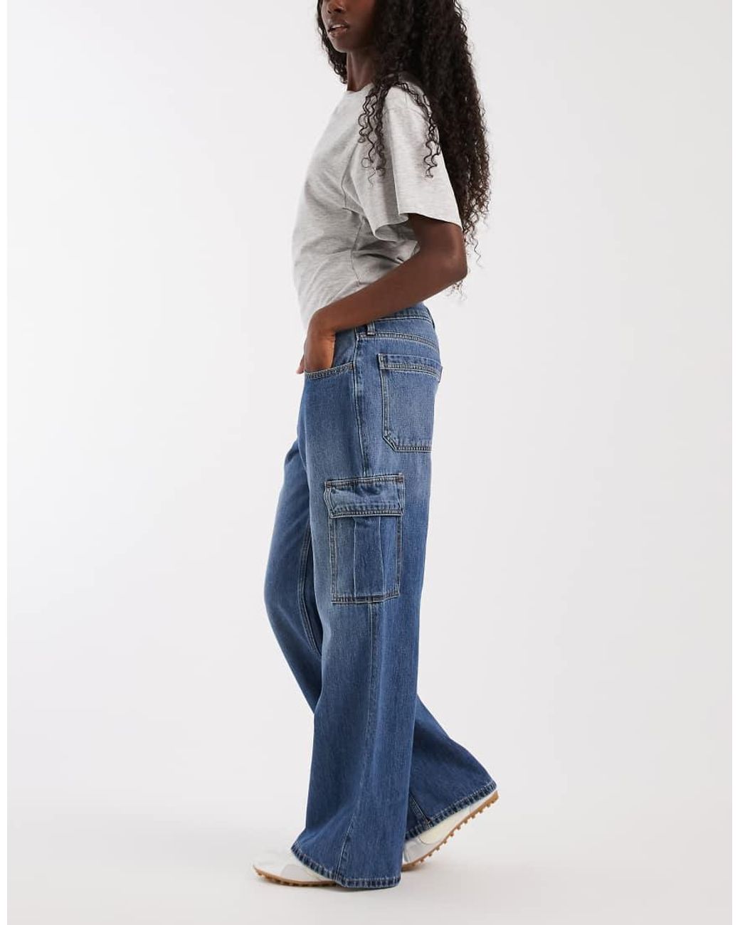 Hollister Blue Low Rise Cargo Jeans