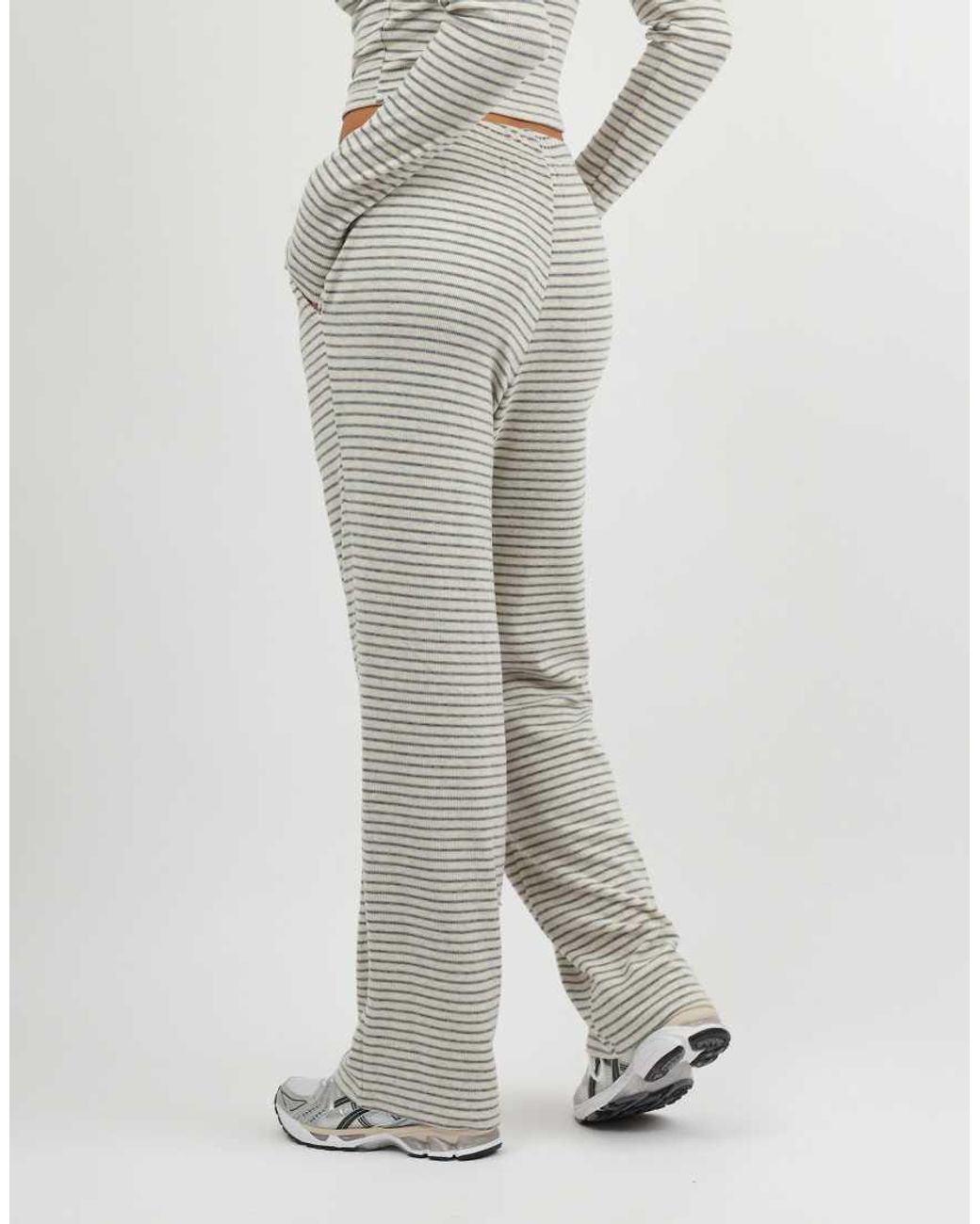 SIMMI Gray Mila Soft Stripe Fine Ribbed Trouser