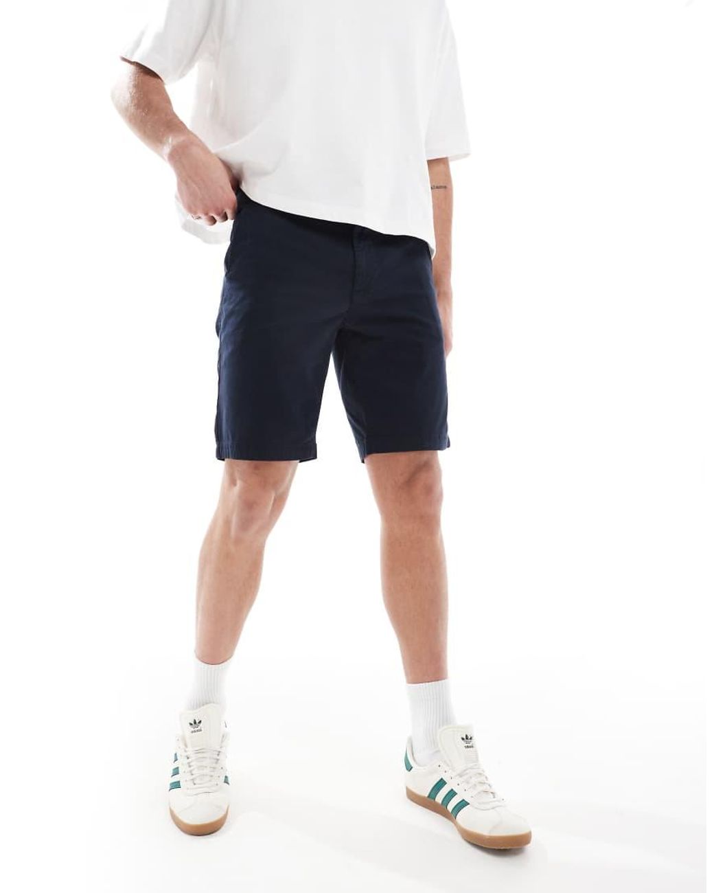 Boss Blue Slim Fit Cotton Chino Shorts for men