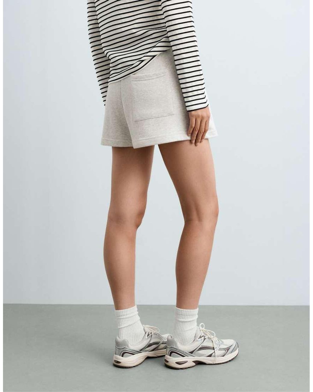 Oysho Gray Cotton Blend Fleece Shorts