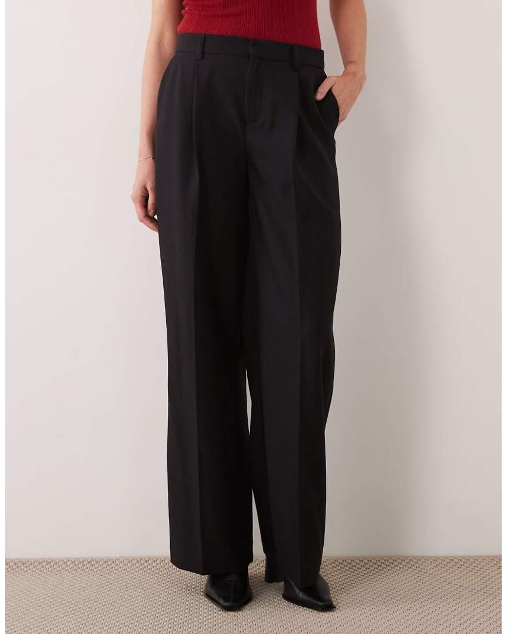 Gina Tricot Black Wide Leg Pleated Trouser