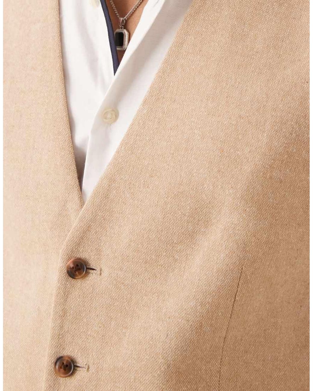 ASOS Natural Slim Wool Blend Suit Waistcoat for men