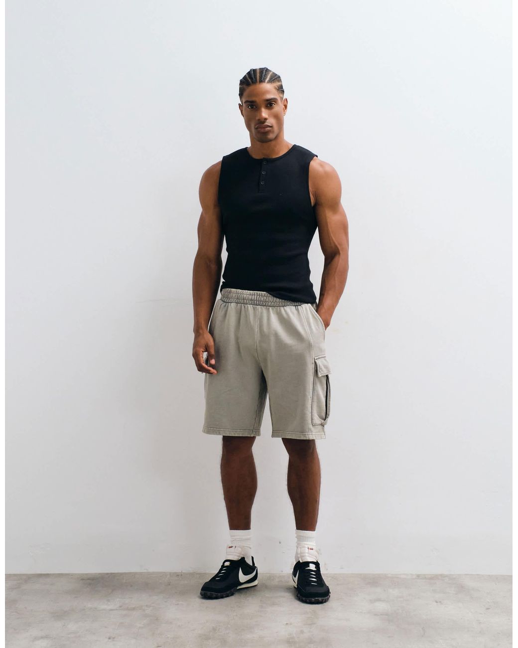 Only & Sons White Cargo Sweat Short for men