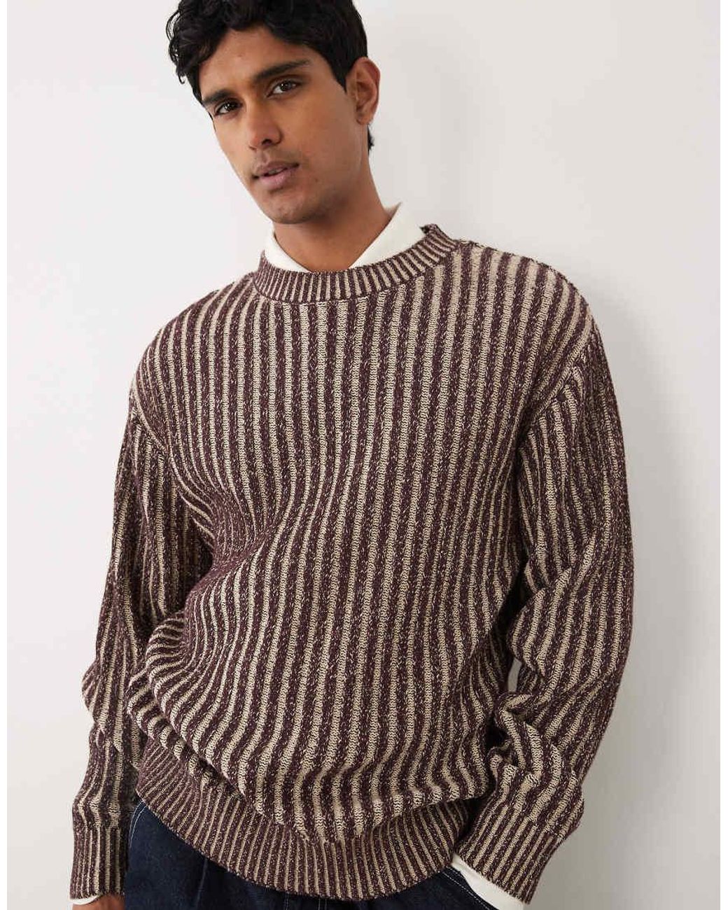 Jersey Boxy Fit De Rayas En-Rojo Redefined Rebel de hombre de color Brown