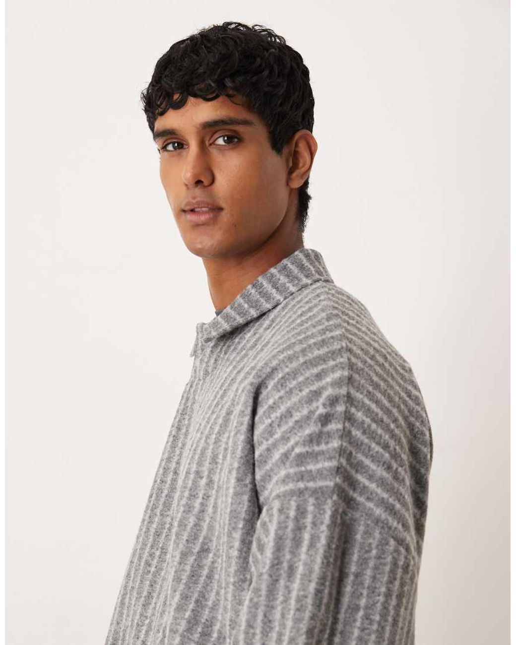 ASOS Gray Relaxed Wool Look Polo Sweatshirt Co-ord for men