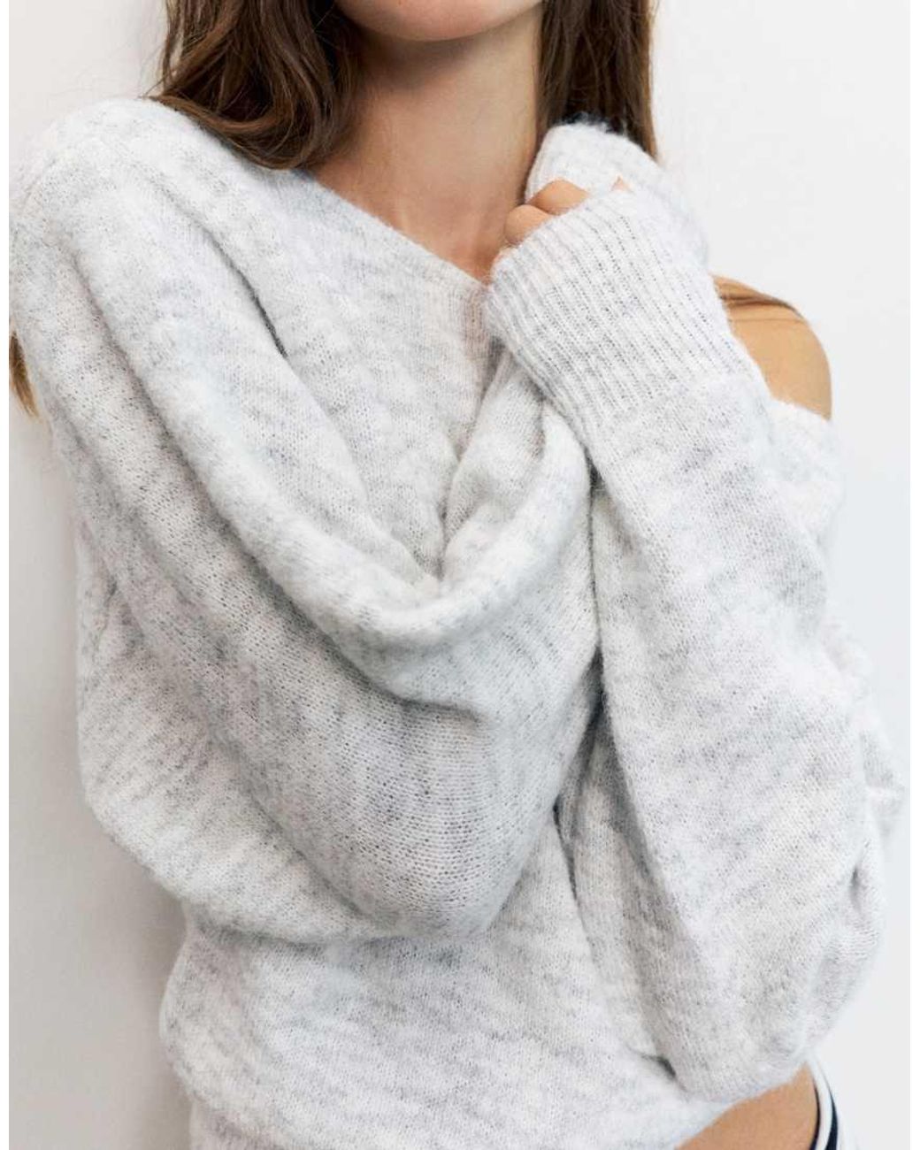 Pull&Bear White Regular Fit Boat Neck Jumper