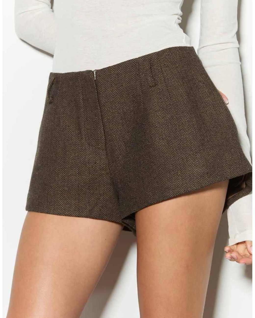 Noughts & Kisses Brown Tweed Tailored Shorts Set