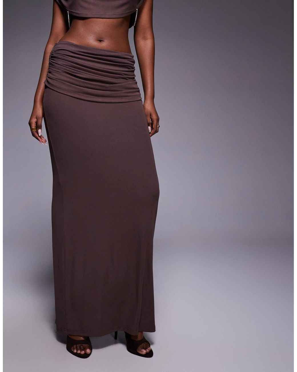 HEIRESS BEVERLY HILLS Purple Premium Cotton Blend Ruched Draped Waist Detail Maxi Skirt