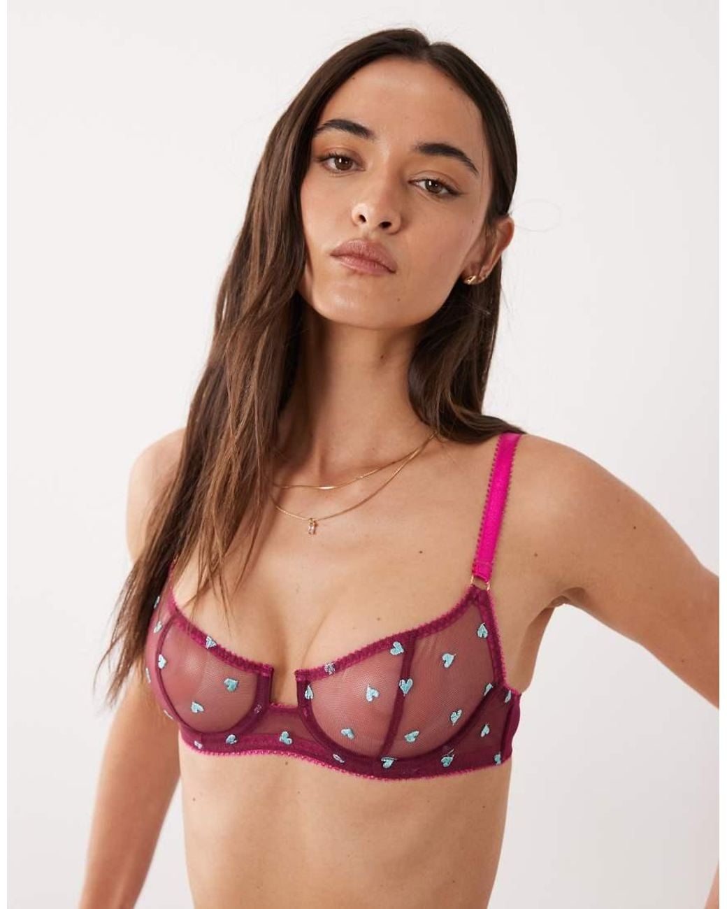 Dora Larsen Brown Beatrix Heart Embroidery Underwired Bra