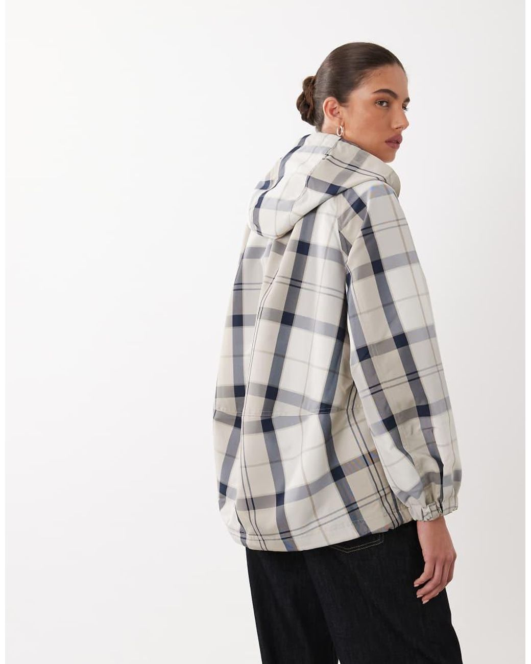 Barbour Gray Ballina Tartan Hooded Showerproof Jacket