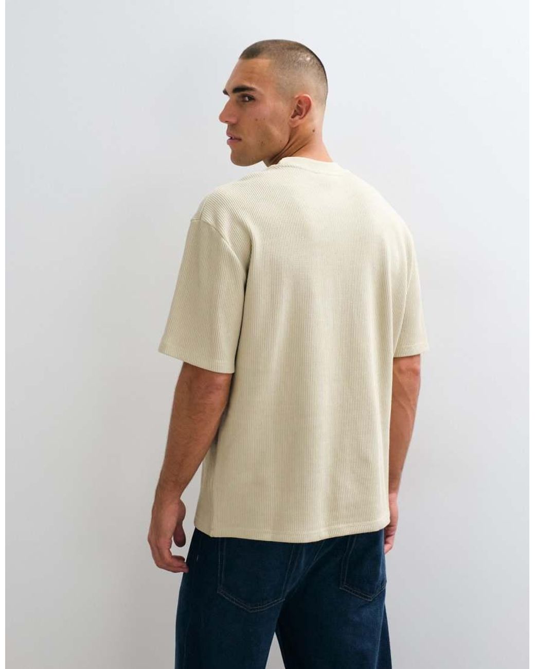 PEGADOR Natural Signar Logo Oversized Ribbed T-shirt for men