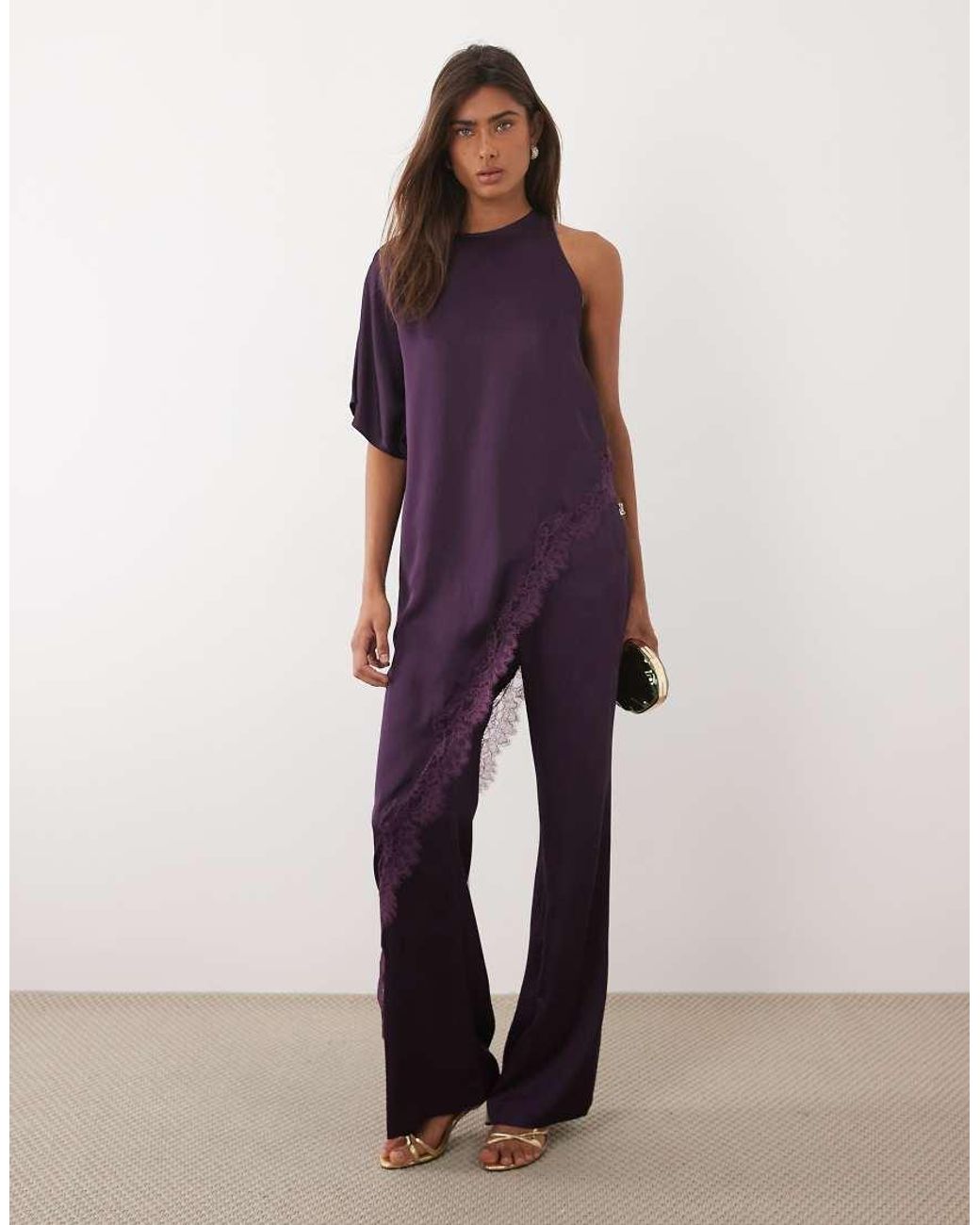 Mango Purple Yazmin Satin Straight Leg Trouser Co-Ord