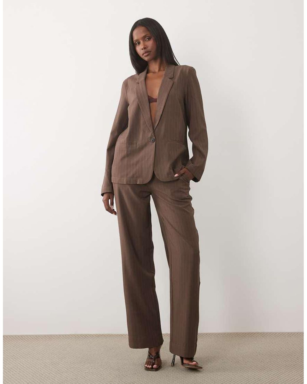 Vila Brown Oversized Tailored Blazer Co-ord