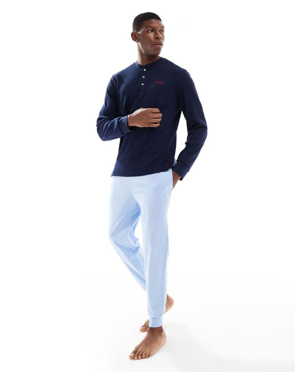 Polo Ralph Lauren Blue Waffle Lounge Long Sleeve T-shirt for men