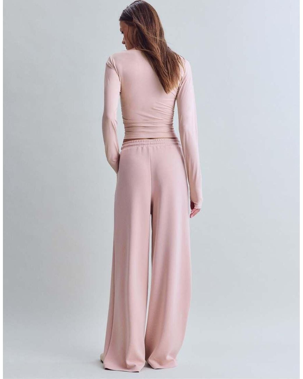 Stradivarius Pink Soft-Touch Palazzo Trousers