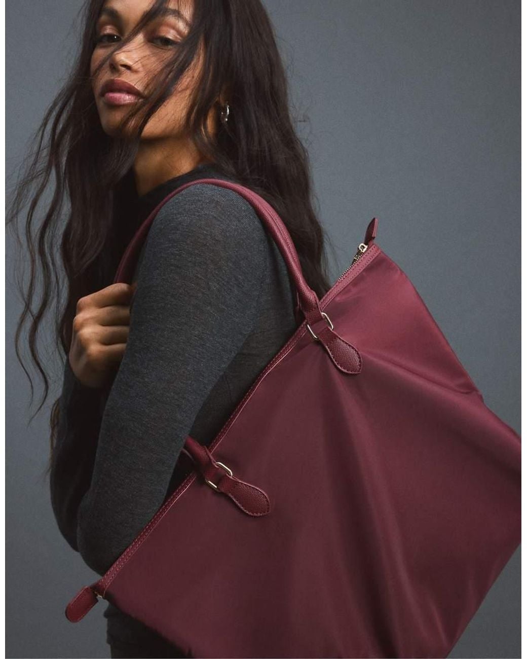 Stradivarius Red Contrast Crossbody Shopper Bag