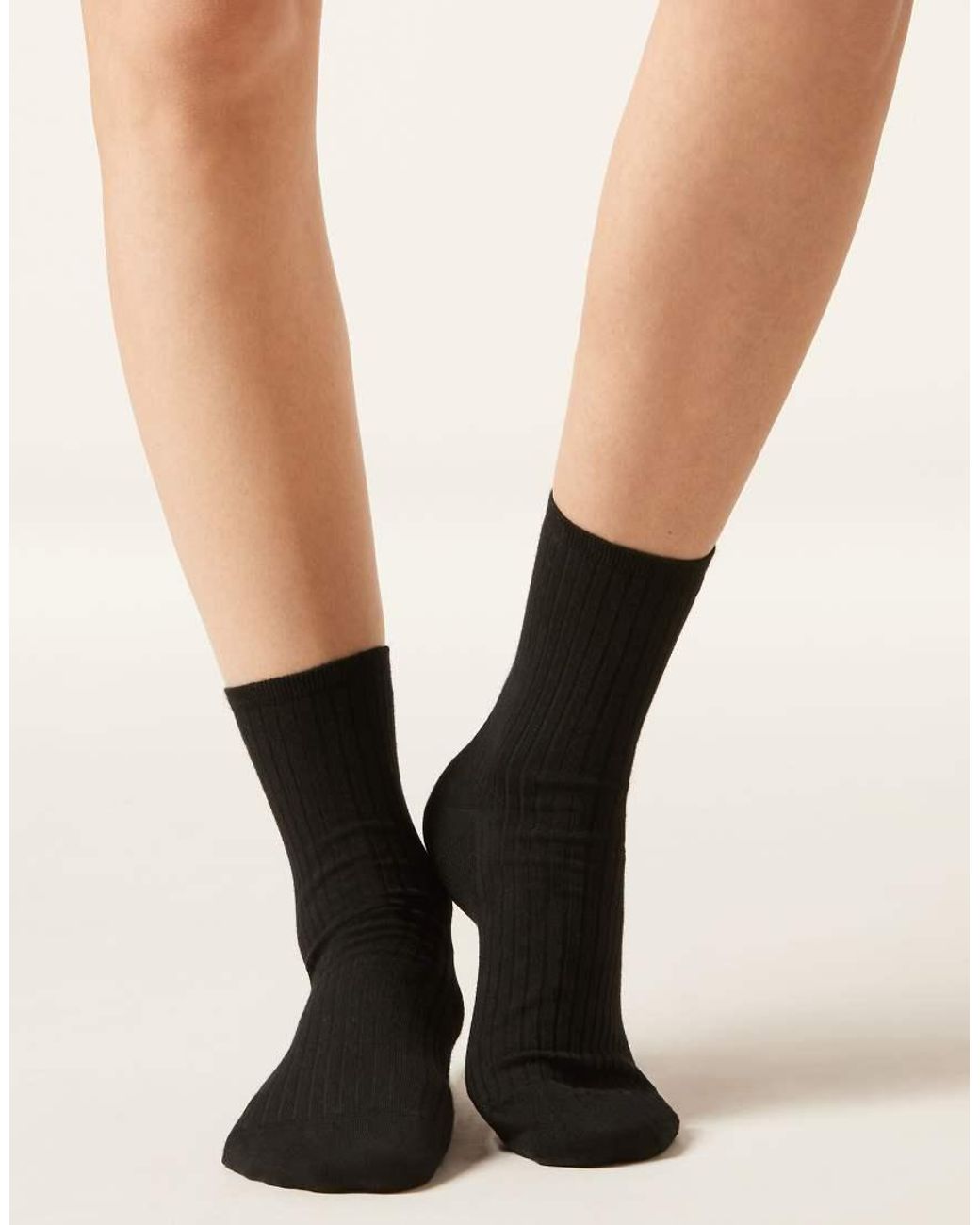 Calzedonia Black Ribbed Short Socks
