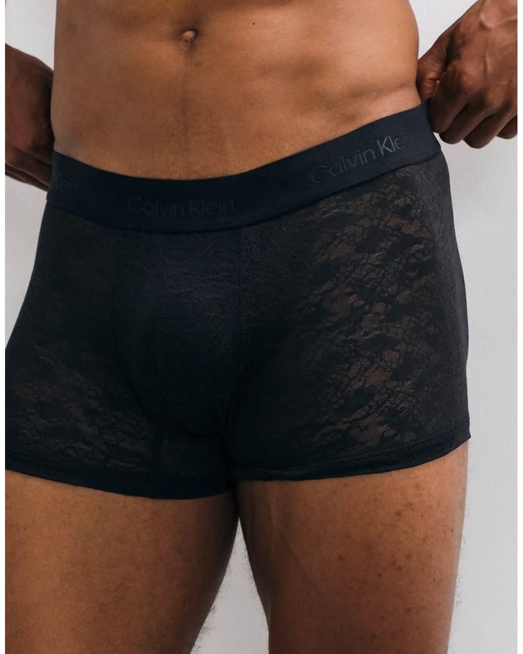 Calvin Klein Black Sculpt Low Rise Lace Trunks for men