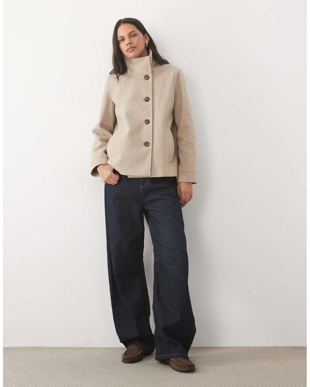 Vero Moda Natural Funnel Neck Short Coat