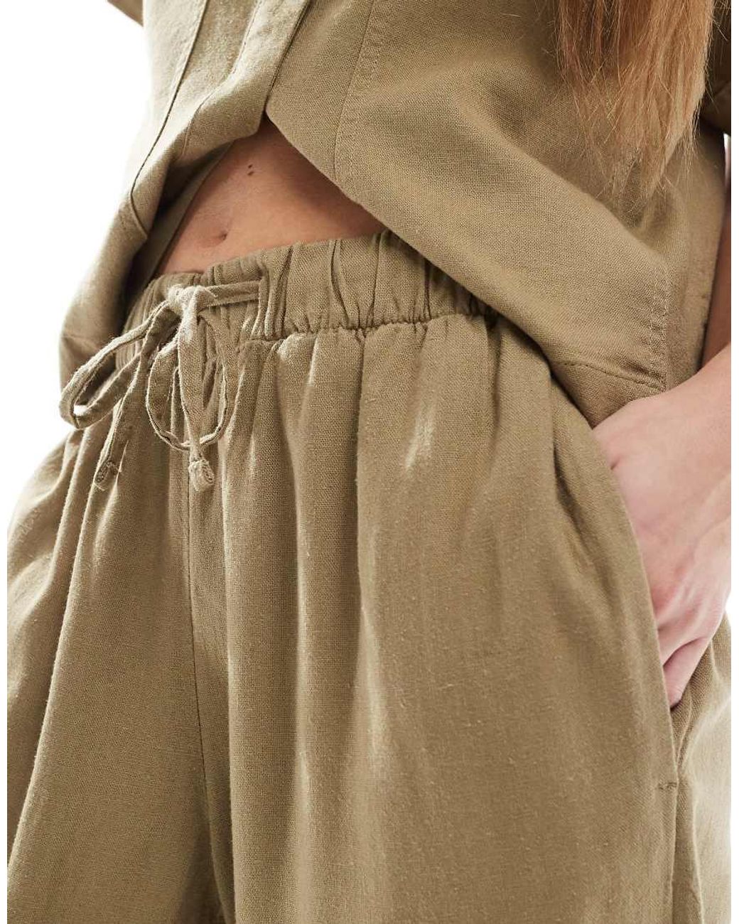 ONLY Natural Linen Mix Pull On Trousers Co-ord