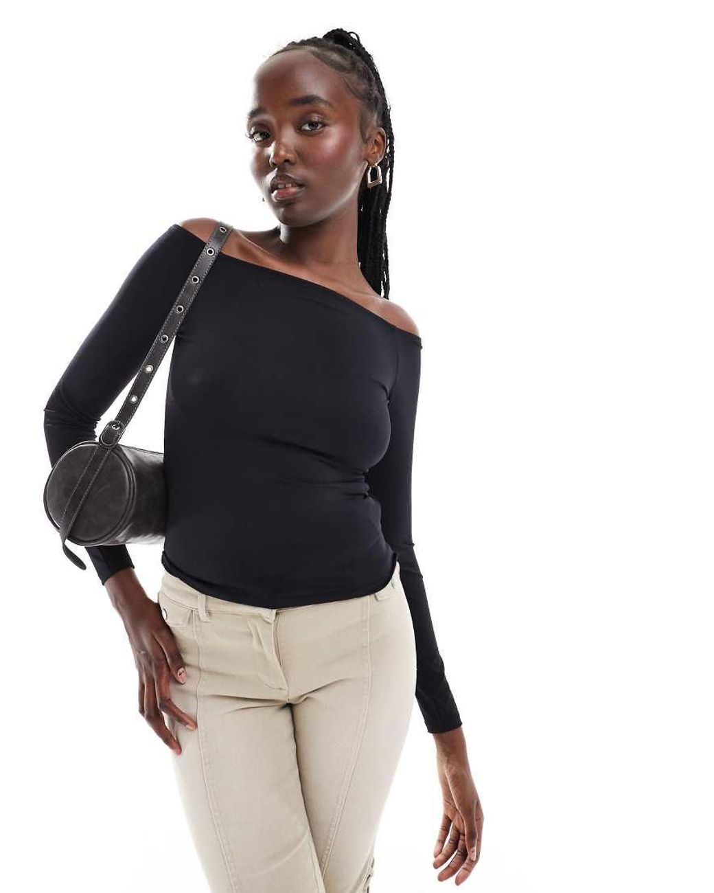 asos black off the shoulder top