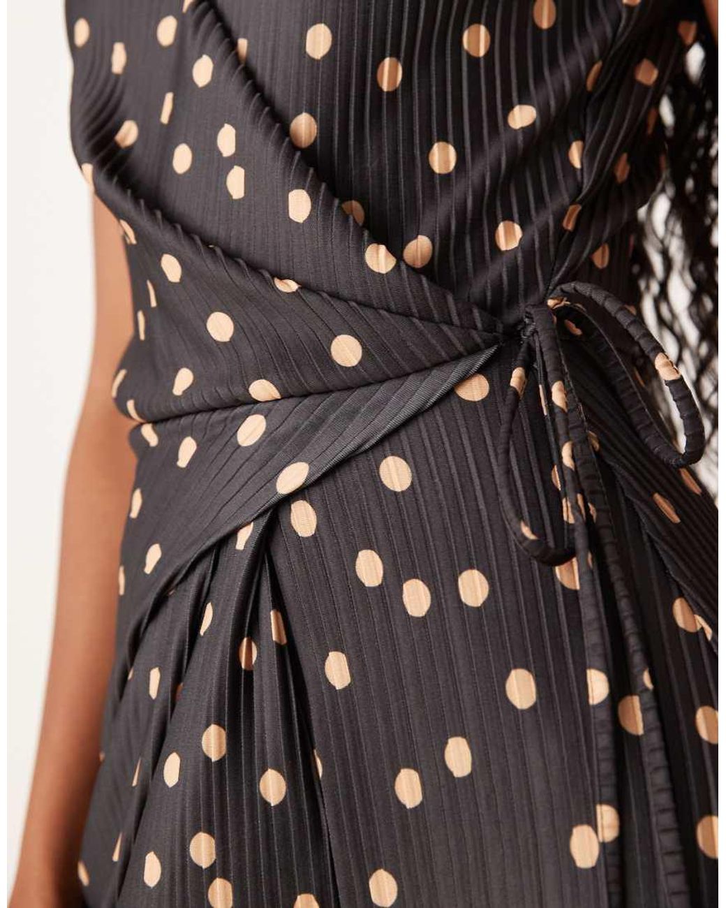 ASOS Natural Plisse Sleeveless Wrap Tie Front Maxi Dress