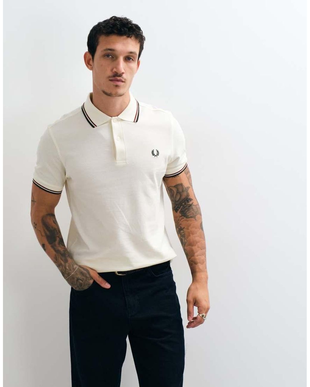 Fred Perry White Twin Tipped Polo Shirt for men