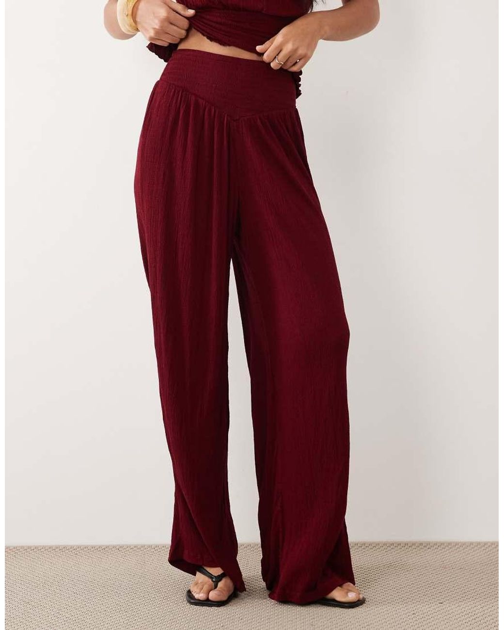ASOS Mix & Match Crinkle Shirred Wide Leg Trouser