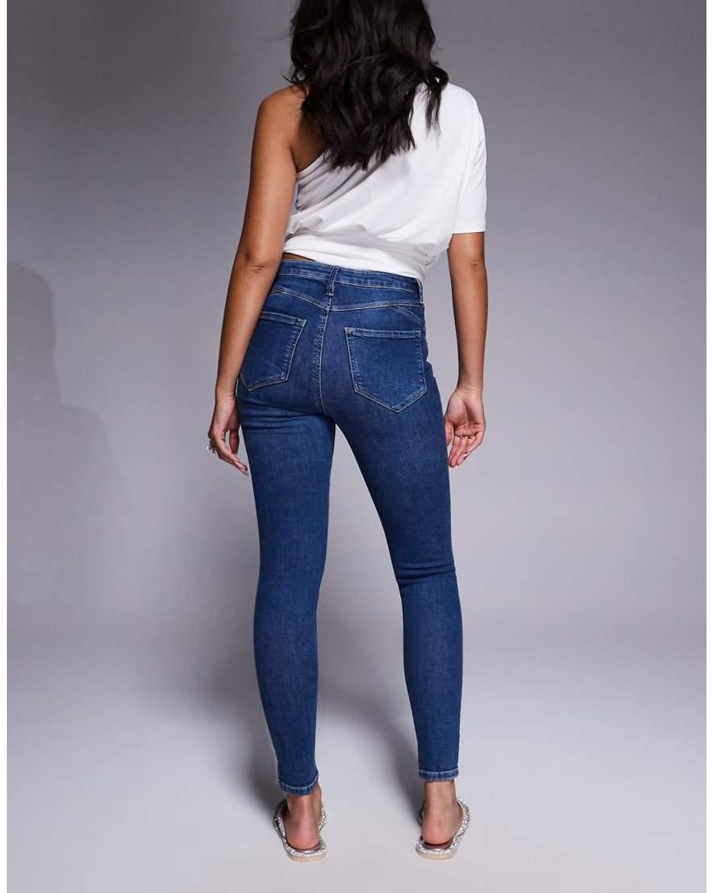 River Island Blue Mid Rise Sculpt Skinny Jeans