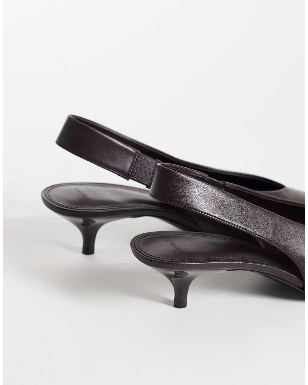 Mango White Slingback Pointed Heeled Shoe