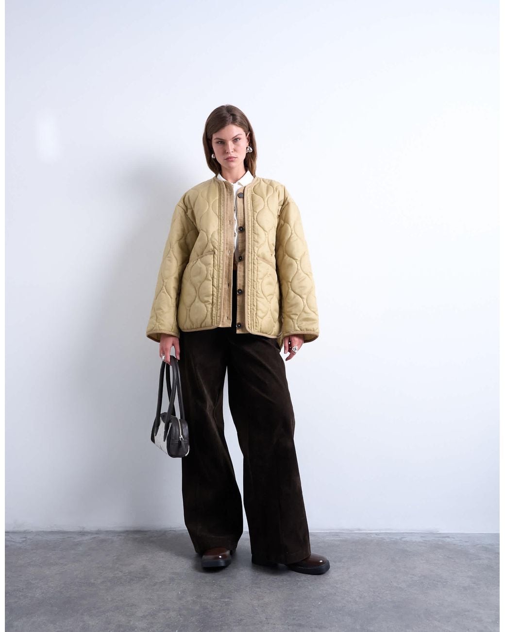 TOPSHOP Natural Double Layer Fronted Liner Jacket