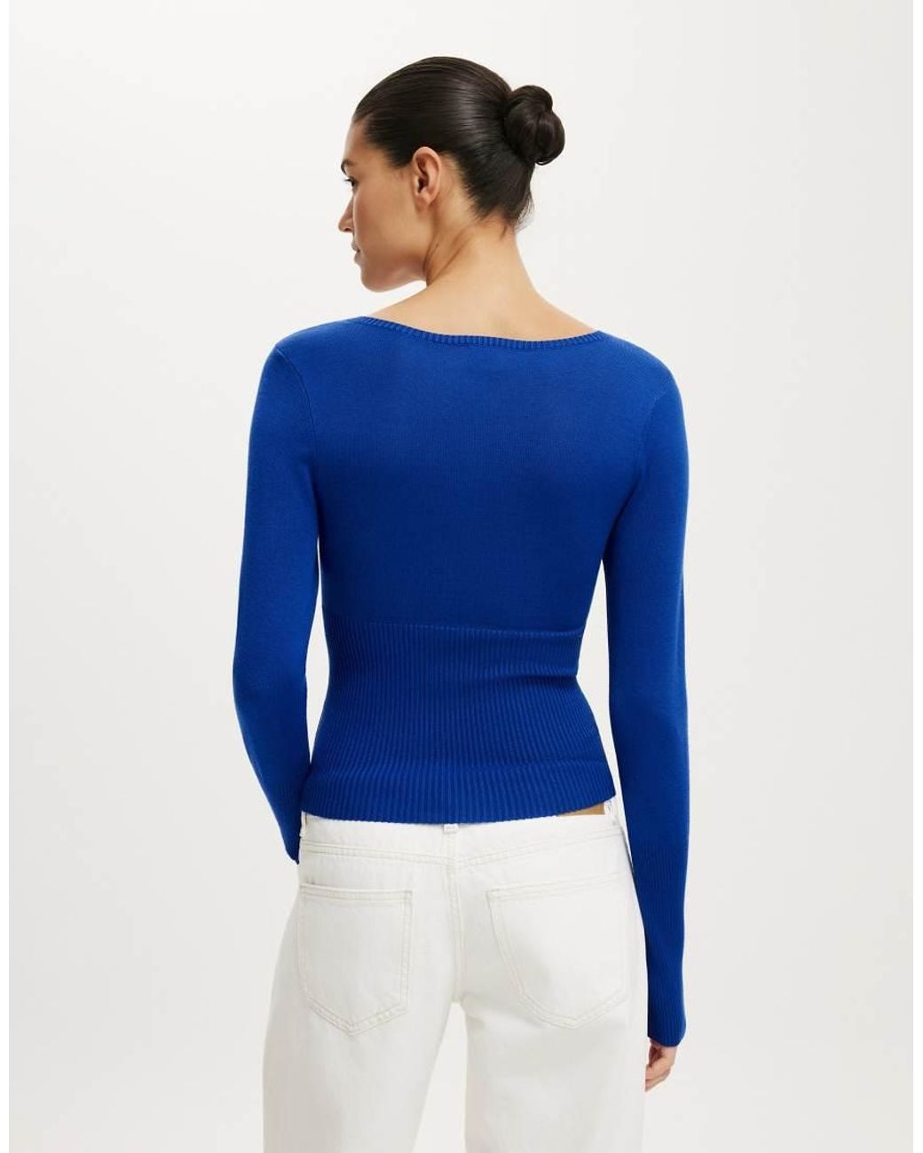 Cotton On Blue Close Knit V-Neck Top