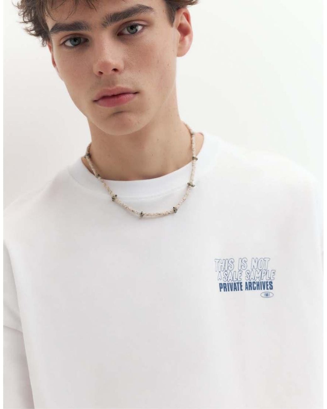 Pull&Bear White Stwd Private Archives Graphic T-shirt for men