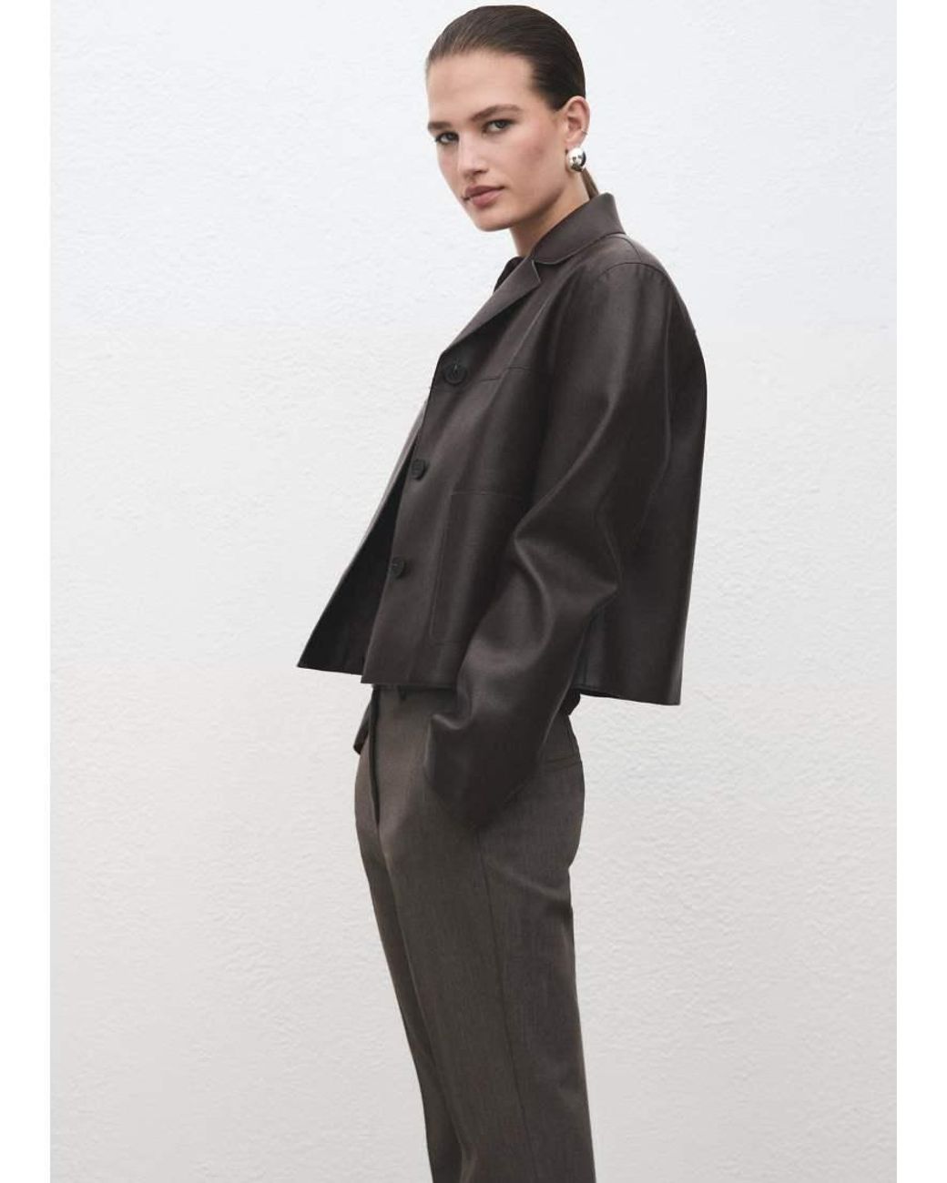 Mango Gray Tailored Slim Trouser