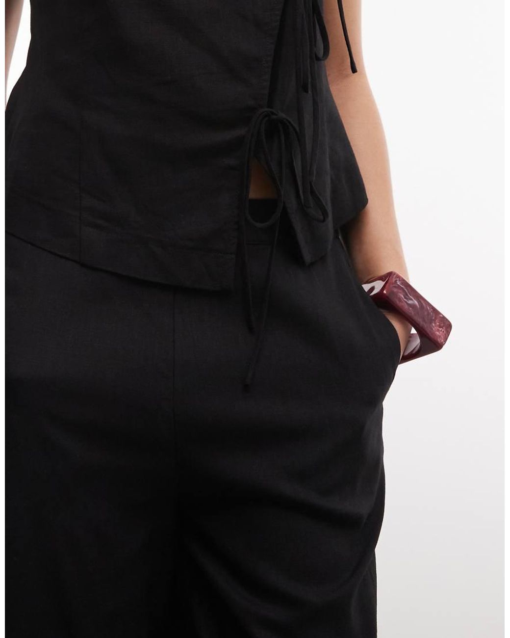 ASOS Black Linen Wide Leg Trouser Co-Ord