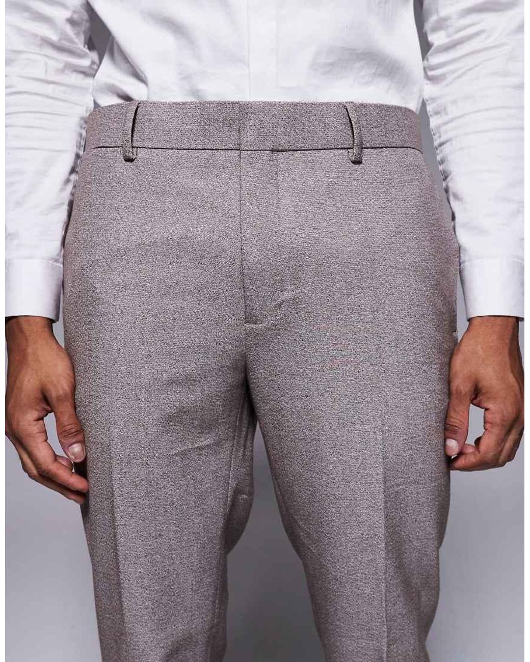 River Island Gray Slim Textured Suit Pants for men