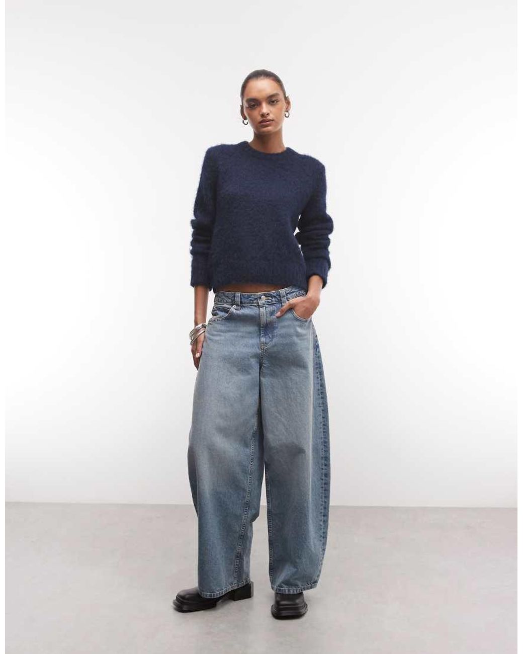 Monki Blue Relaxed Knitted Jumper